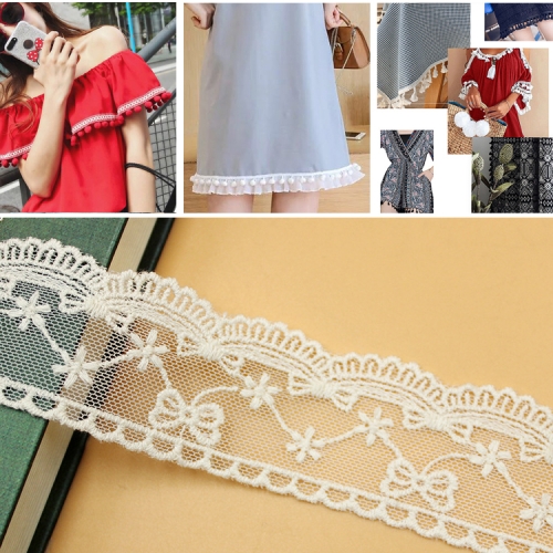 

20 Yards Lace Ribbon Tape Lace Trim DIY Embroidered For Sewing Decoration Lace Fabric, Width:4cm(Embryo Color)