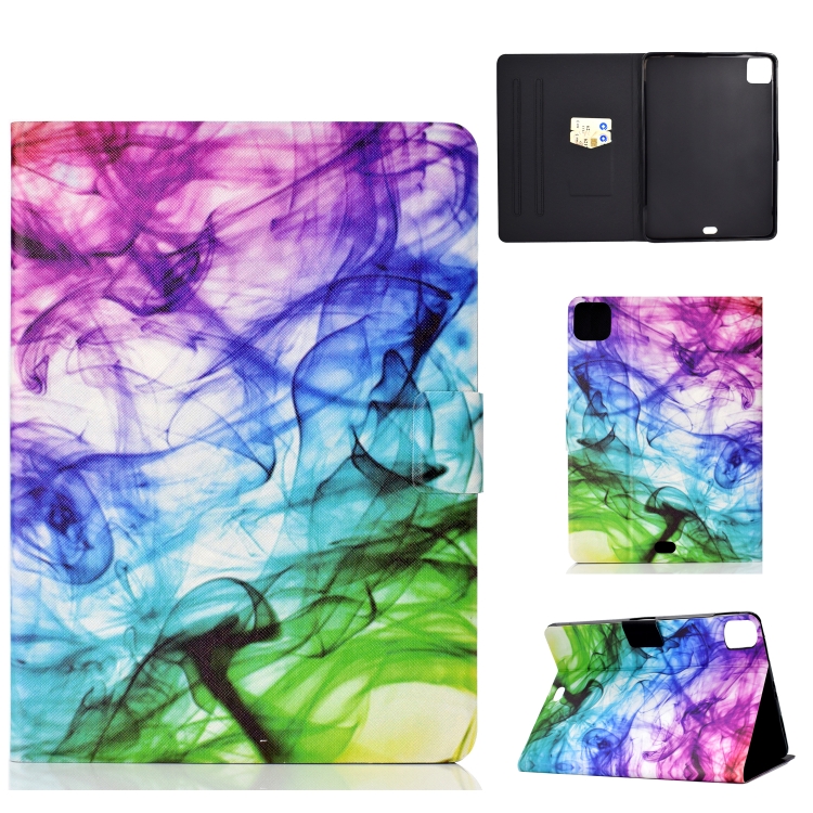 

For iPad Pro 11 (2020) Electric Sewing Thread Horizontal Painted TPU Flat Leather Case with Sleep Function & Pen Cover & Anti Skid Strip & Card Slot & Holder(Smoke)
