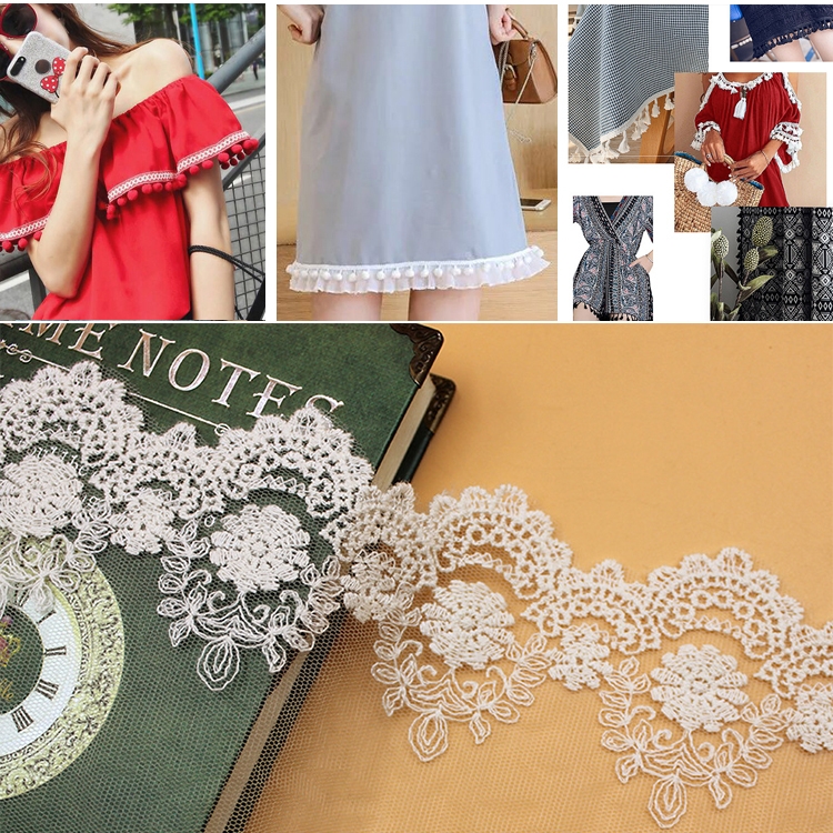 

20 Yards Lace Ribbon Tape 13cm Lace Trim DIY Embroidered For Sewing Decoration lace fabric(Transparent Embryo)