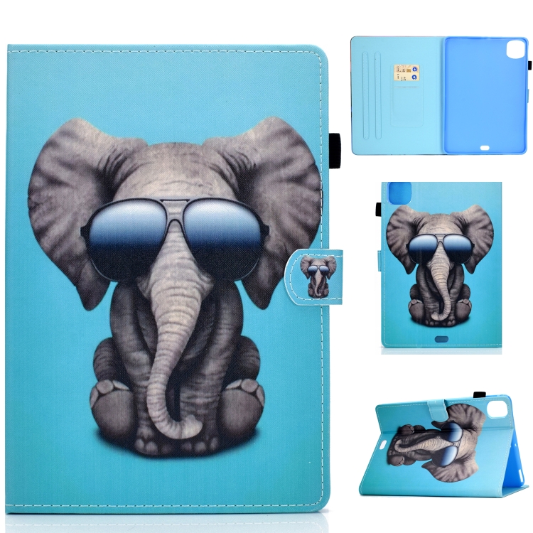 

For iPad Pro 11 (2020) Sewing Thread Horizontal Painted Flat Leather Case with Sleep Function & Pen Cover & Anti Skid Strip & Card Slot & Holder(Glasses Icon)