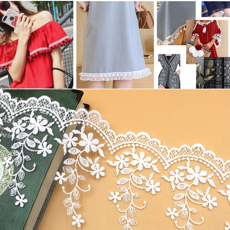 

20 Yards Lace Ribbon Tape 15cm Lace Trim DIY Embroidered For Sewing Decoration Lace Fabric(6430 White)