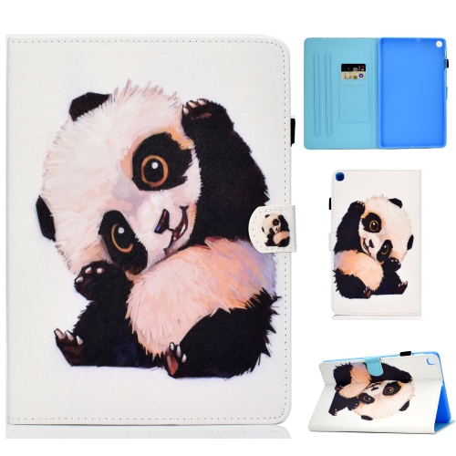 

For Galaxy Tab S6 Lite Sewing Thread Horizontal Painted Flat Leather Case with Pen Cover & Anti Skid Strip & Card Slot & Holder(Beckoning Panda)
