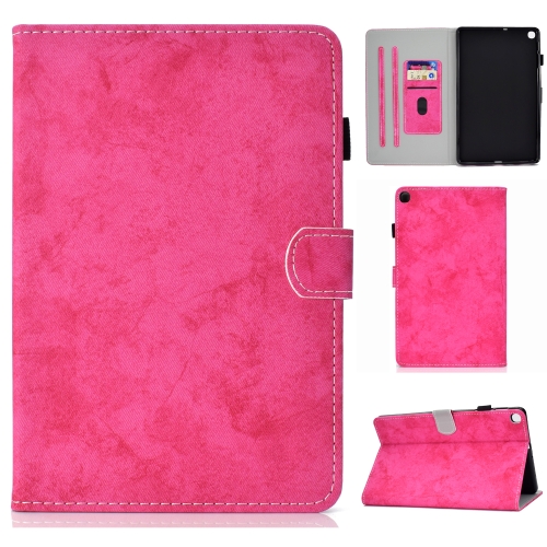 

For Galaxy Tab S6 Lite Sewing Thread Horizontal Solid Color Flat Leather Case with Sleep Function & Pen Cover & Anti Skid Strip & Card Slot & Holder(Rose Red)