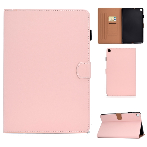 

For Galaxy Tab S6 Lite Sewing Thread Horizontal Solid Color Flat Leather Case with Sleep Function & Pen Cover & Anti Skid Strip & Card Slot & Holder(Light Star Pink)