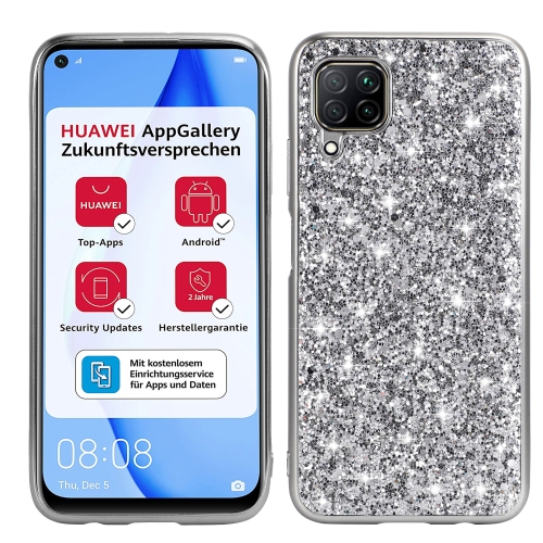 

For Huawei P40 Lite Glitter Powder Shockproof TPU Protective Case(Silver)