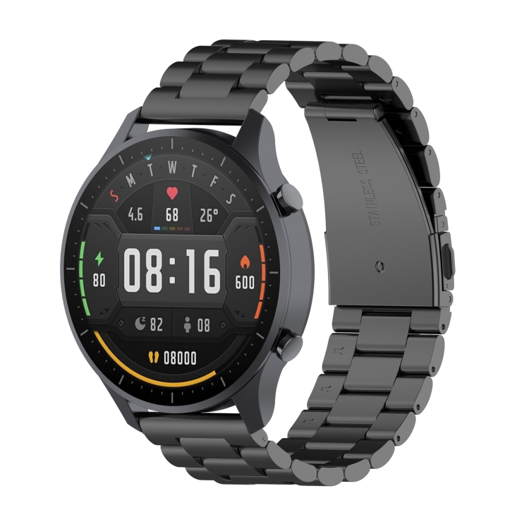 

For Xiaomi Watch Color 22mm Three Beads Steel Wrist Strap Watchband(Black)