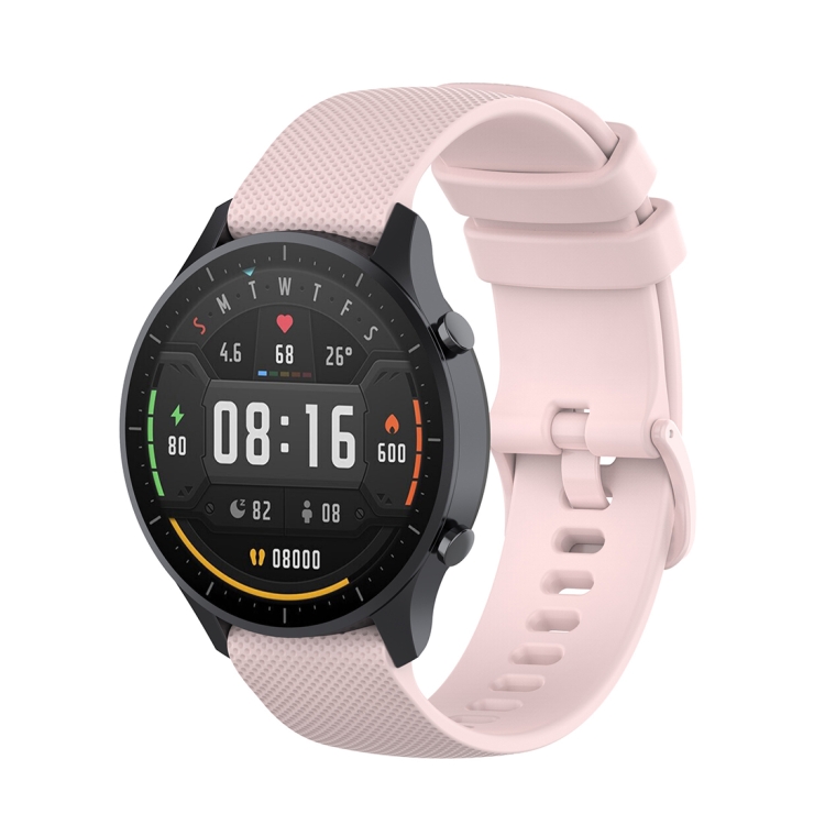 

For Xiaomi Watch Color 22mm Small Plaid Texture Silicone Wrist Strap Watchband(Rose Pink)