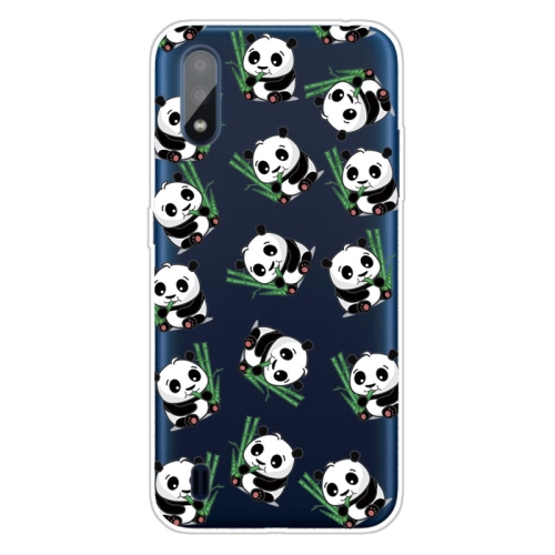 

For Galaxy A01 Shockproof Painted Transparent TPU Protective Case(Panda)