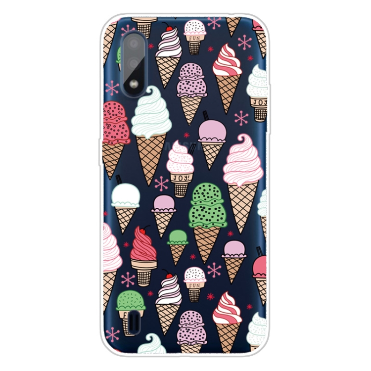 

For Galaxy A01 Shockproof Painted Transparent TPU Protective Case(Ice Cream)