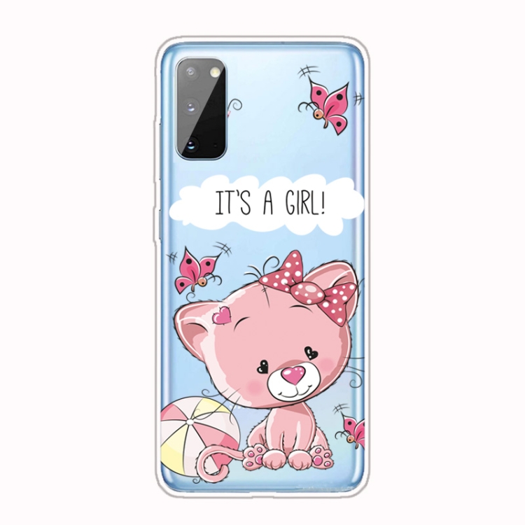 

For Galaxy A41 Shockproof Painted Transparent TPU Protective Case(Cute Cat)
