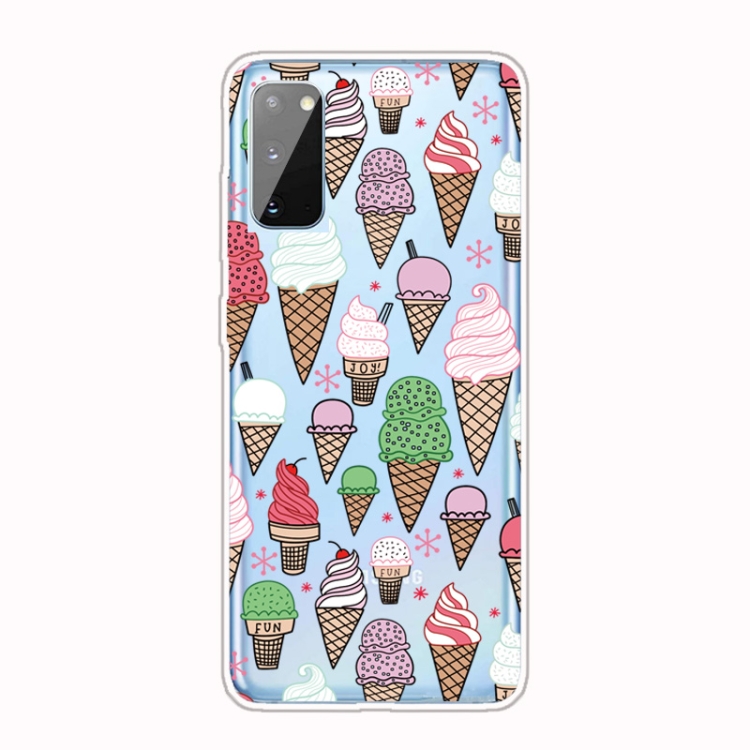 

For Galaxy A41 Shockproof Painted Transparent TPU Protective Case(Ice Cream)