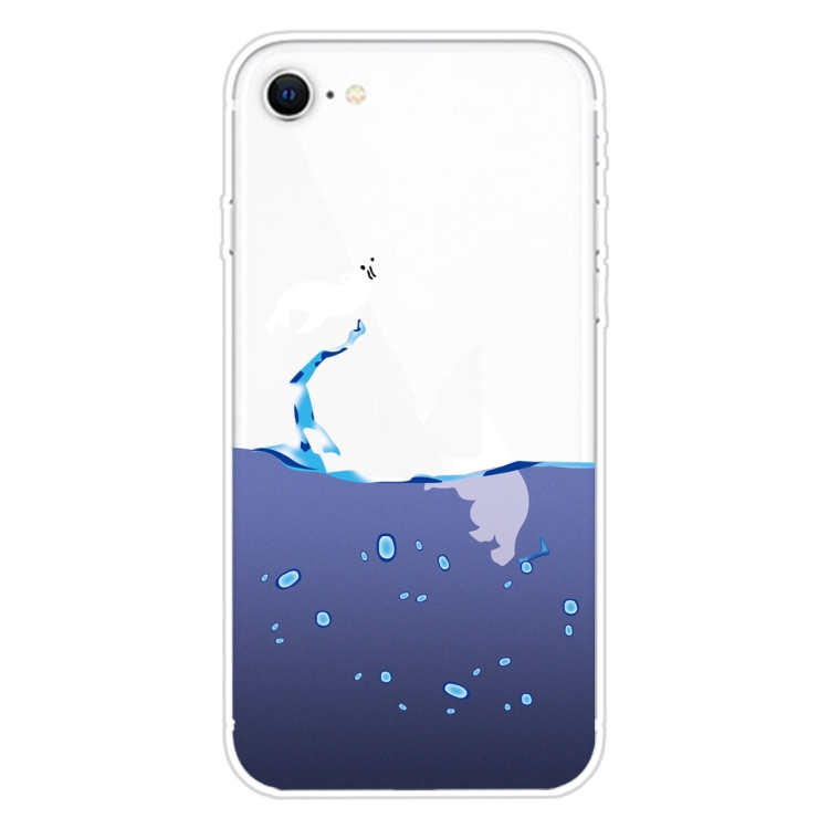 

For iPhone SE (2020) Shockproof Painted Transparent TPU Protective Case(Seal)