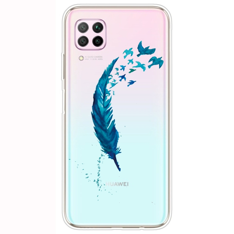 

For Huawei P40 Lite Shockproof Painted Transparent TPU Protective Case(Feather)