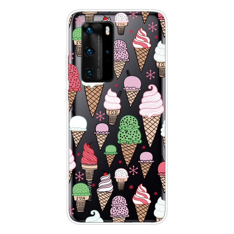 

For Huawei P40 Pro Shockproof Painted Transparent TPU Protective Case(Ice Cream)