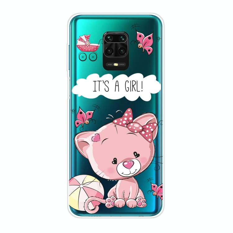 

For Xiaomi Redmi Note 9S Shockproof Painted Transparent TPU Protective Case(Cute Cat)