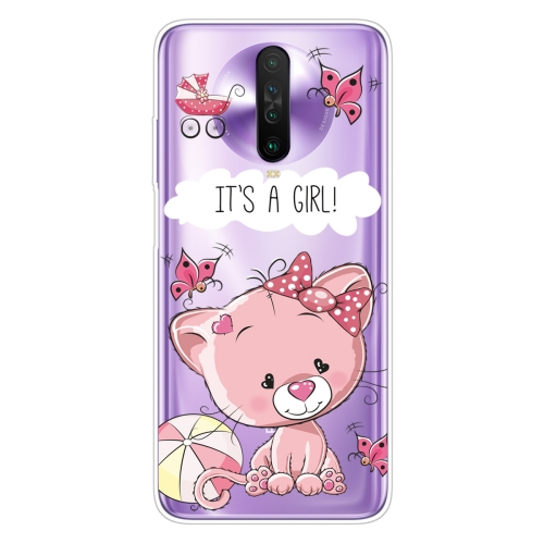 

For Xiaomi Redmi K30 Shockproof Painted Transparent TPU Protective Case(Cute Cat)