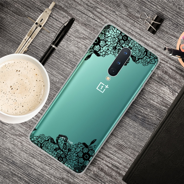 

For OnePlus 8 Shockproof Painted Transparent TPU Protective Case(Lace Flower)
