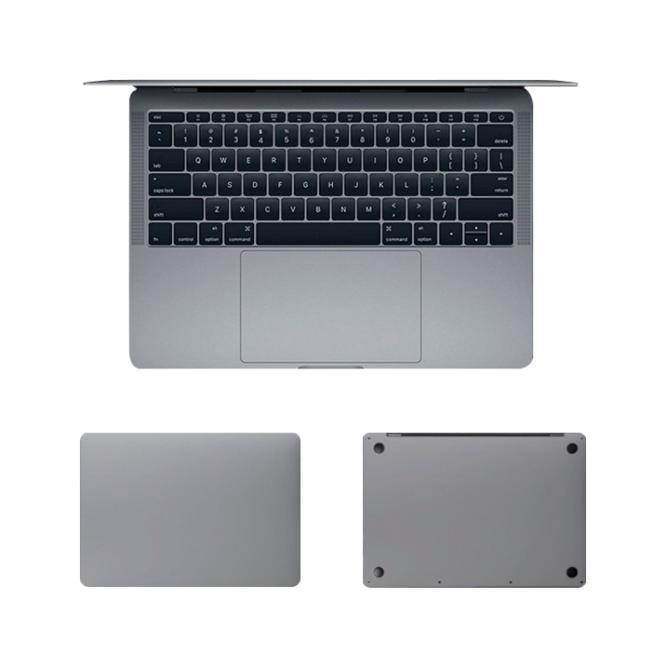 

For MacBook Air 11.6 inch A1370 / A1465 4 in 1 Upper Cover Film + Bottom Cover Film + Full-support Film + Touchpad Film Laptop Body Protective Film Sticker(Space Gray)