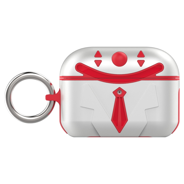 

For AirPods Pro Anti-fall Joker Shape Protective Case with Carabiner(White Red)