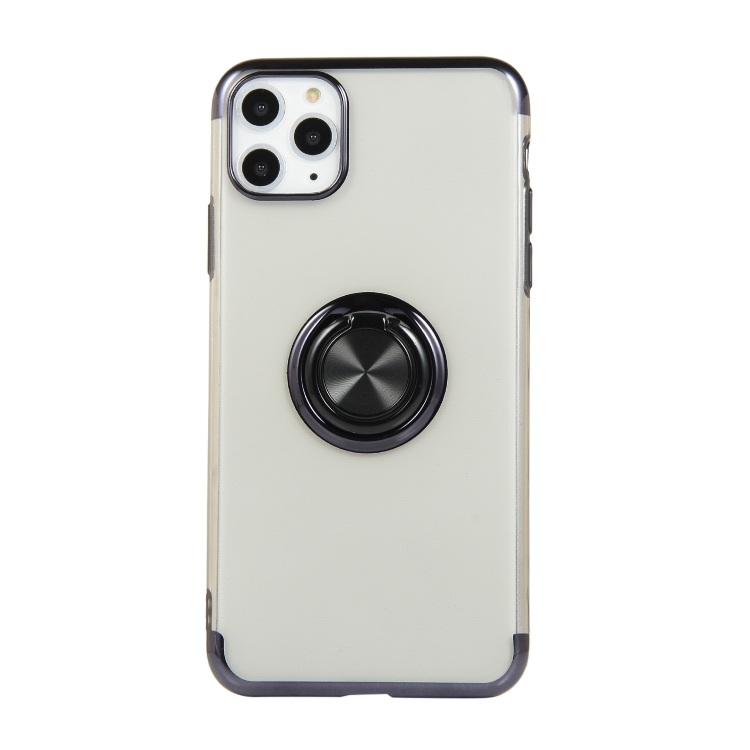 

For iPhone 11 Pro Electroplating TPU Protective Case with Ring Holder(Black)