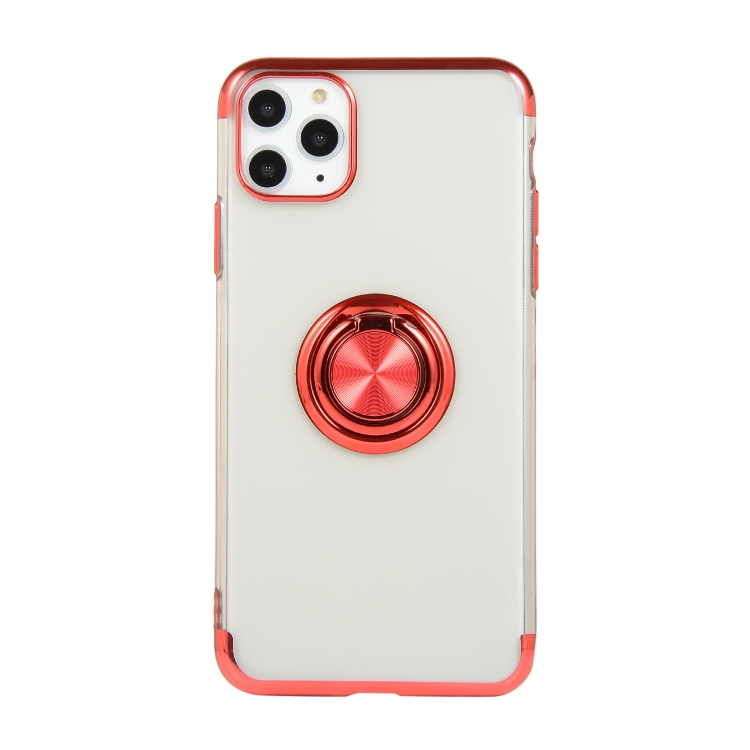 

For iPhone 11 Pro Electroplating TPU Protective Case with Ring Holder(Red)