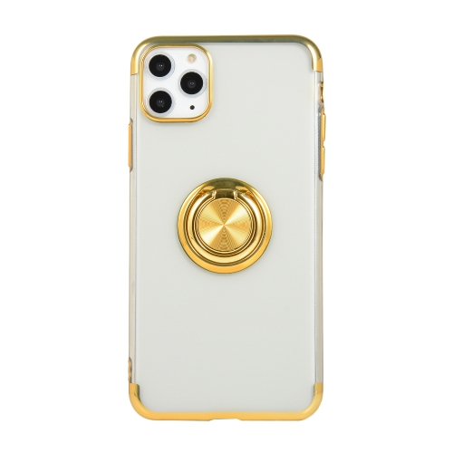 

For iPhone 11 Pro Max Electroplating TPU Protective Case with Ring Holder(Gold)