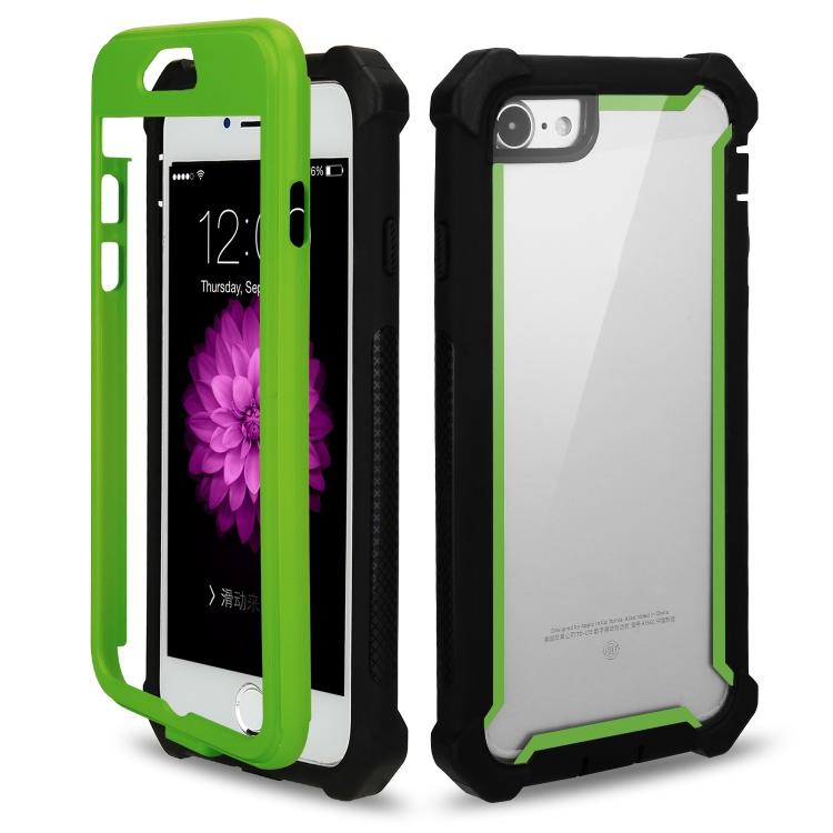 

For iPhone SE 2020 / 8 / 7 Four-corner Shockproof All-inclusive Transparent Space Case(Black Green)