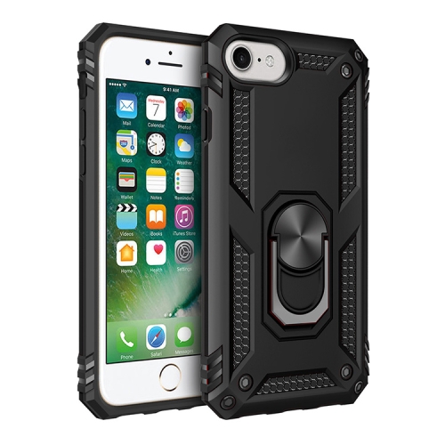 

For iPhone SE 2020 Shockproof TPU + PC Protective Case with 360 Degree Rotating Holder(Black)