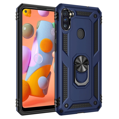 

For Galaxy A11 (EU Version) Shockproof TPU + PC Protective Case with 360 Degree Rotating Holder(Blue)