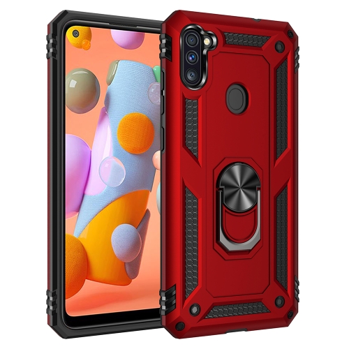 

For Galaxy A11 (EU Version) Shockproof TPU + PC Protective Case with 360 Degree Rotating Holder(Red)