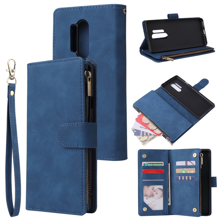 

For OnePlus 8 Pro Multifunctional Horizontal Flip Leather Case, with Card Slot & Holder & Zipper Wallet & Photo Frame(Blue)