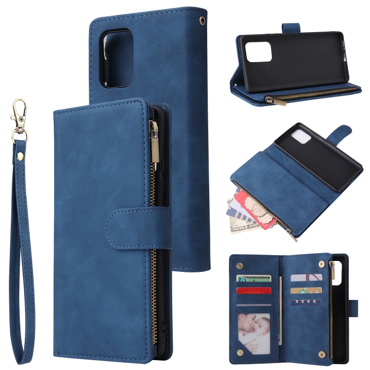 

For Galaxy S10 Lite Multifunctional Horizontal Flip Leather Case, with Card Slot & Holder & Zipper Wallet & Photo Frame(Blue)