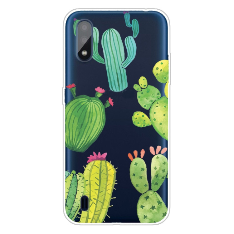 

For Galaxy A01 Shockproof Painted Transparent TPU Protective Case(Cactus)