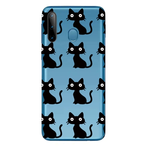 

For Galaxy A11 / M11 Shockproof Painted Transparent TPU Protective Case(Black Cats)