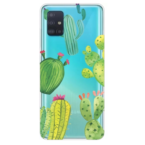 

For Galaxy A31 Shockproof Painted Transparent TPU Protective Case(Cactus)