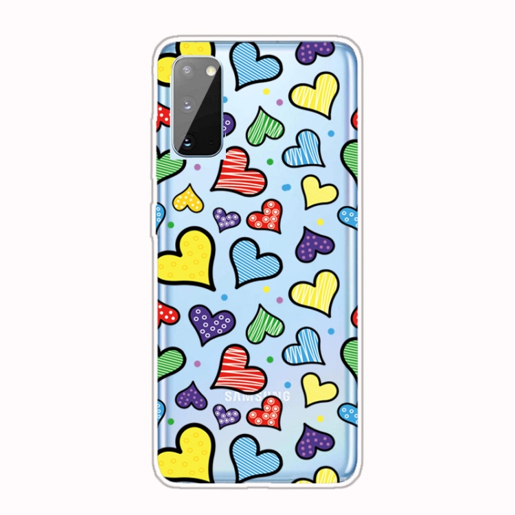 

For Galaxy A41 Shockproof Painted Transparent TPU Protective Case(Hearts)