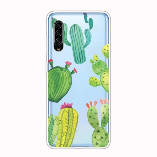 

For Galaxy A90 5G Shockproof Painted Transparent TPU Protective Case(Cactus)