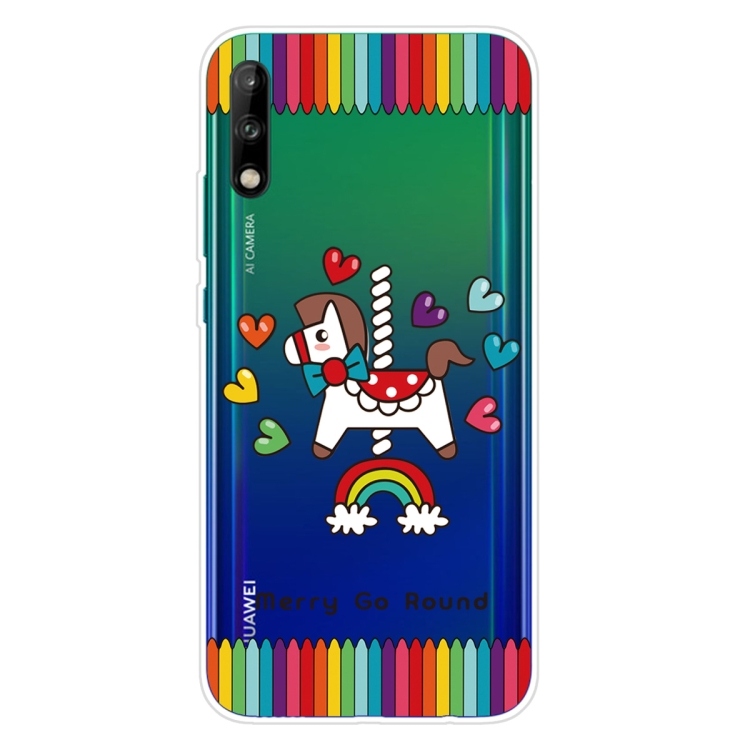 

For Huawei P40 Lite E Shockproof Painted Transparent TPU Protective Case(Trojan Horse)