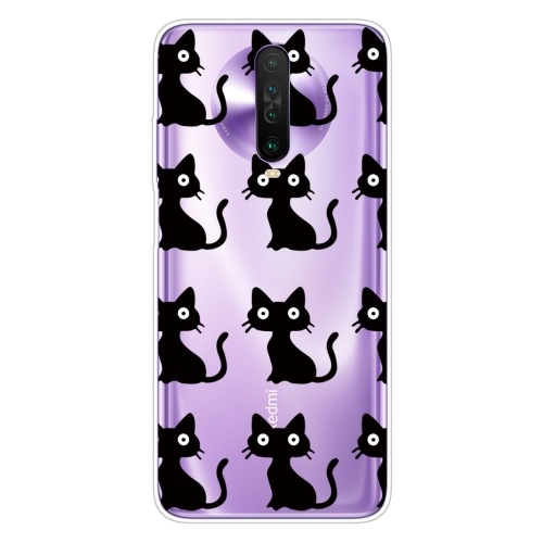 

For Xiaomi Redmi K30 Shockproof Painted Transparent TPU Protective Case(Black Cats)