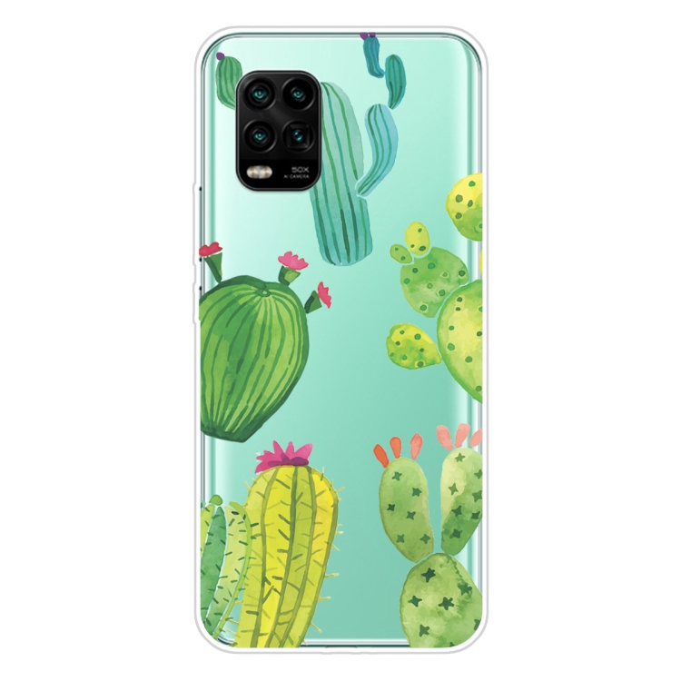 

For Xiaomi Mi 10 Lite 5G Shockproof Painted Transparent TPU Protective Case(Cactus)