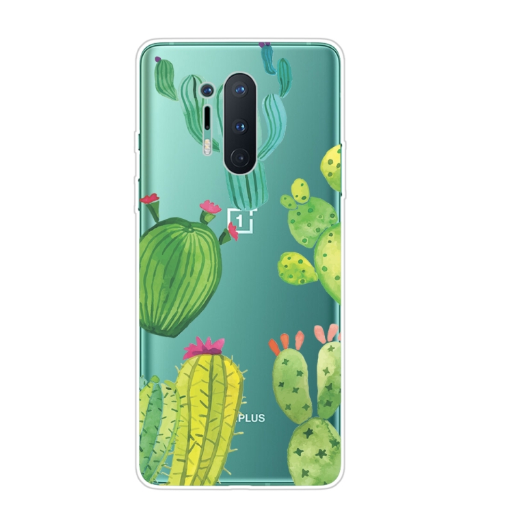 

For OnePlus 8 Pro Shockproof Painted Transparent TPU Protective Case(Cactus)