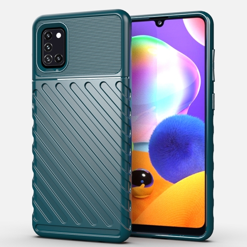 

For Galaxy A31 Thunderbolt Shockproof TPU Soft Case(Dark Green)