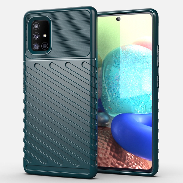 

For Galaxy A71 5G Thunderbolt Shockproof TPU Soft Case(Dark Green)