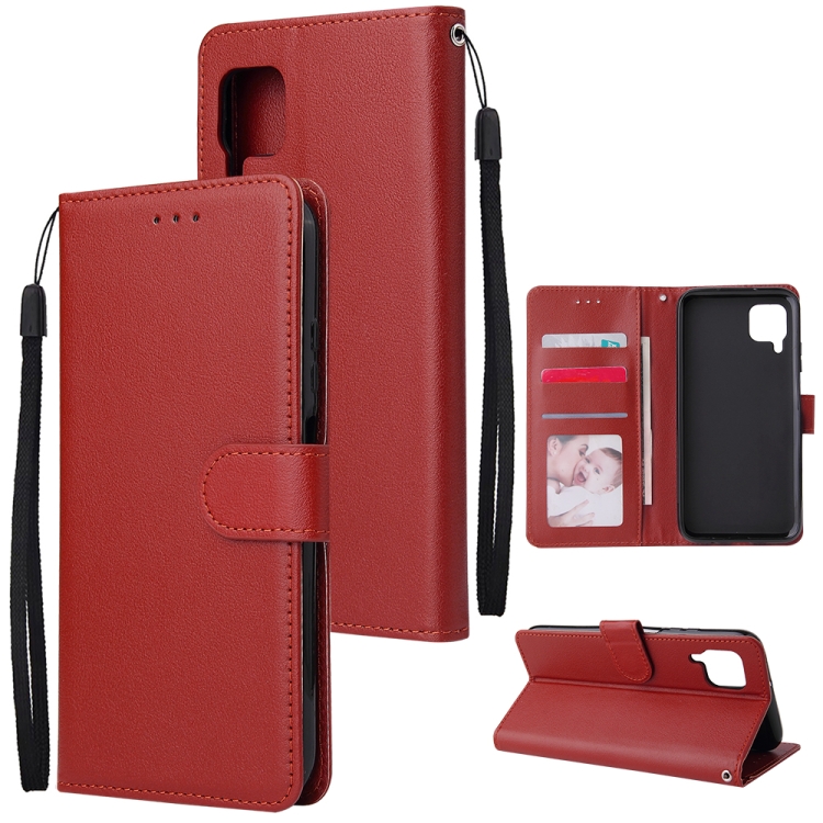

For Huawei Nova 6 SE Multifunctional Horizontal Flip Leather Case, with Three Card Slot & Holder & Double Zip Wallett & Photo Frame & Lanyard(Red)