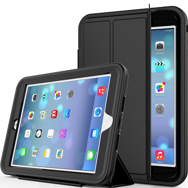 

For iPad Mini 4 / 5 TPU + PC + PU Leather Case with Three-folding Holder & Sleep / Wake-up Function(Black)
