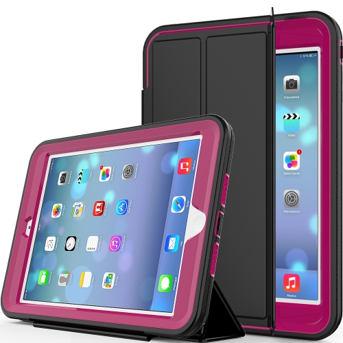 

For iPad Mini 4 / 5 TPU + PC + PU Leather Case with Three-folding Holder & Sleep / Wake-up Function(Rose Red)
