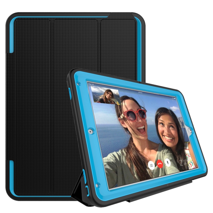 

For iPad Pro 9.7 TPU + PC + PU Leather Case with Three-folding Holder & Sleep / Wake-up Function(Light Blue)