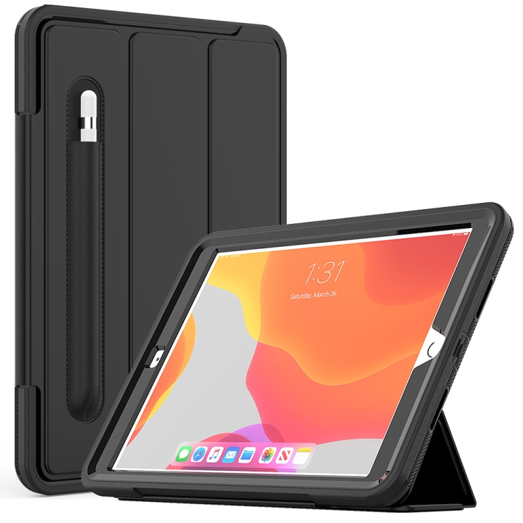 

For iPad 10.2 TPU + PC + PU Leather Case with Three-folding Holder & Sleep / Wake-up Function(Black)