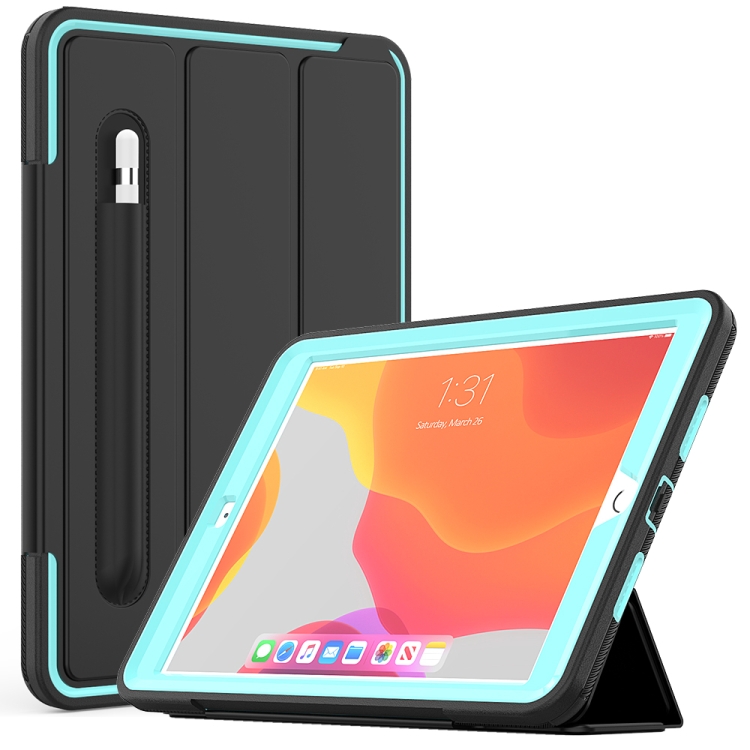 

For iPad 10.2 TPU + PC + PU Leather Case with Three-folding Holder & Sleep / Wake-up Function(Light Blue)