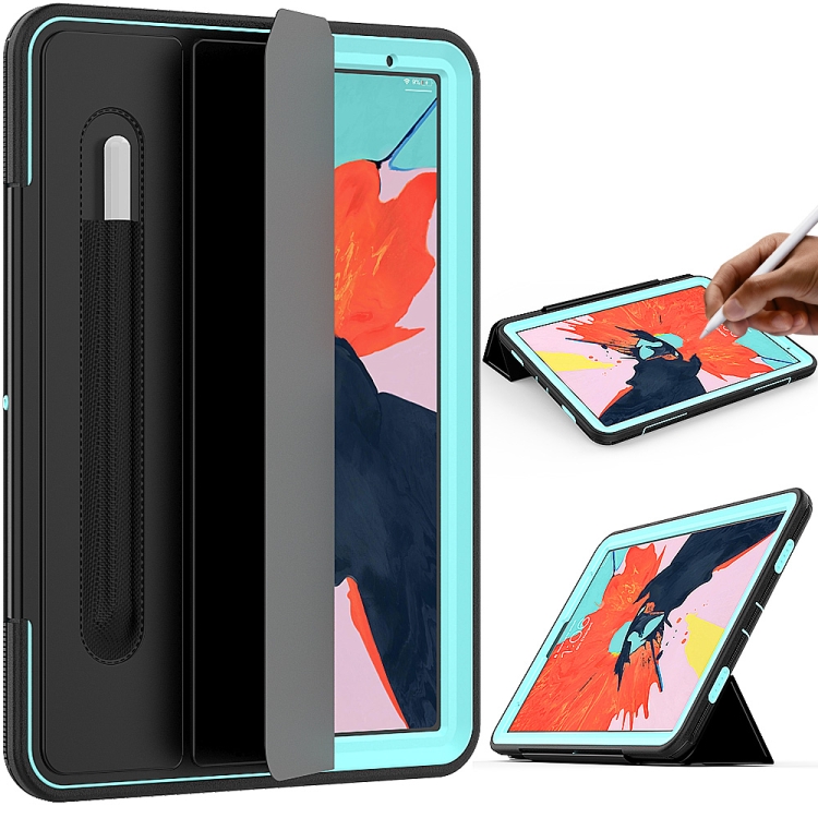 

For iPad Pro 11 inch (2018) TPU + PC + PU Leather Case with Three-folding Holder & Sleep / Wake-up Function(Light Blue)